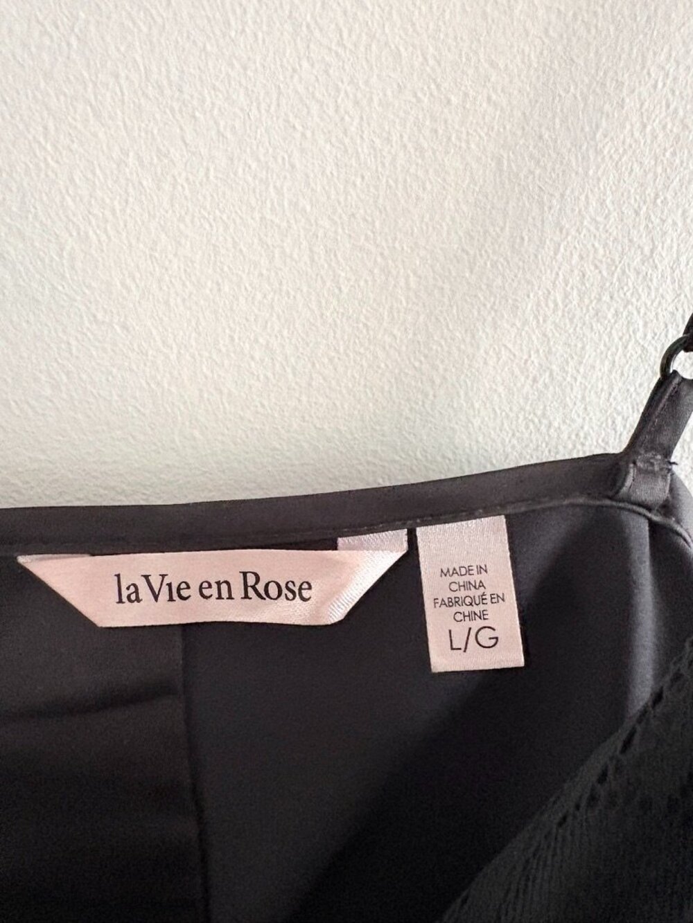 La Vie En Rose Satin Midi Slip Nightgown Dress Lace Rose Black Size Large - Picture 5 of 6
